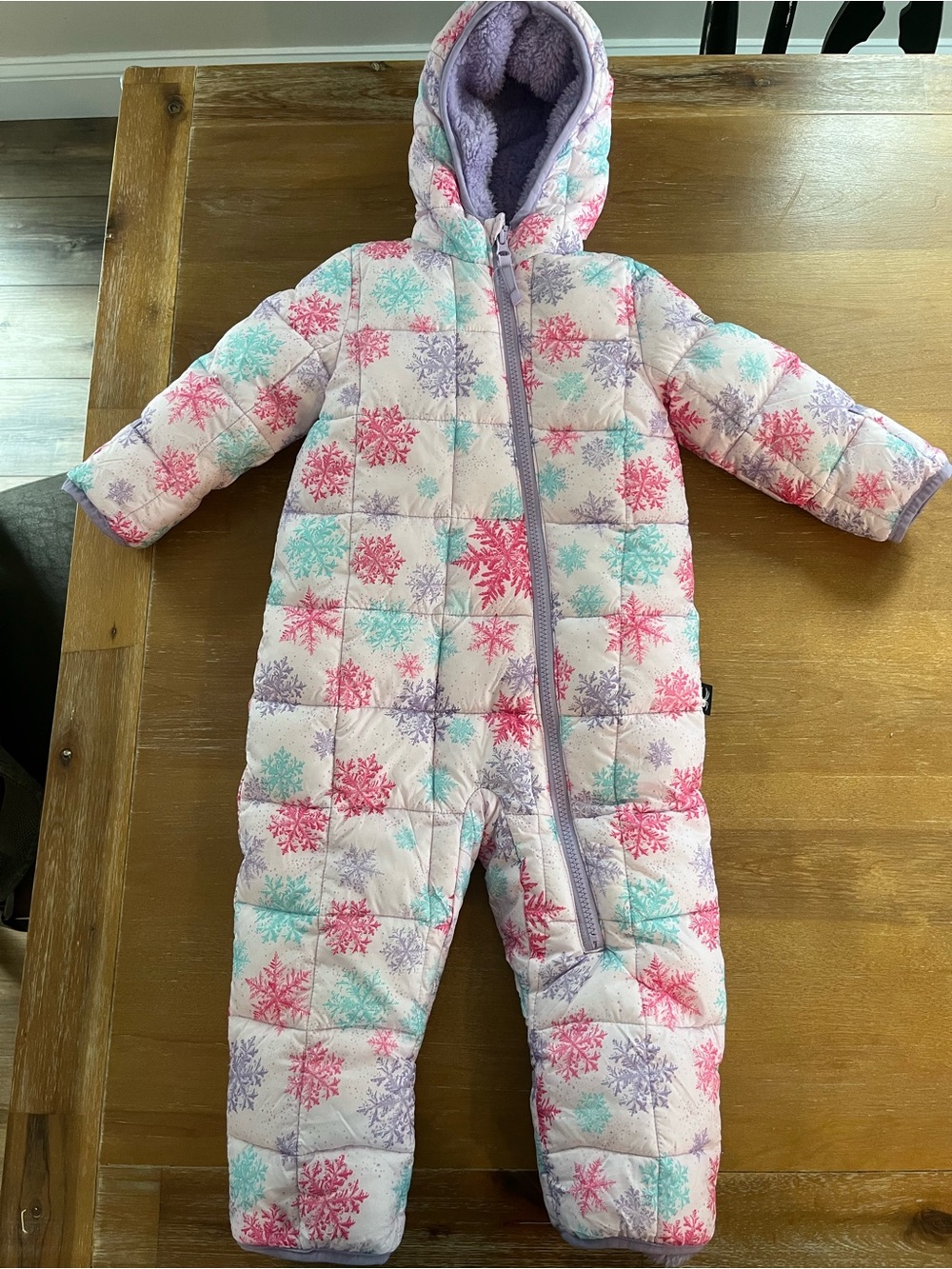 Spyder Pink Hooded Snowflake Snowsuit with Mint & Lavender Accents